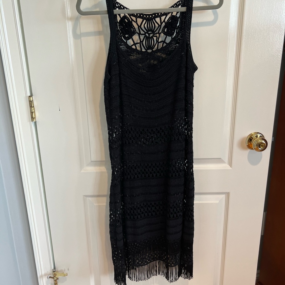 Karen Millen vintage black crochet dress with fringe - Picture 10 of 13